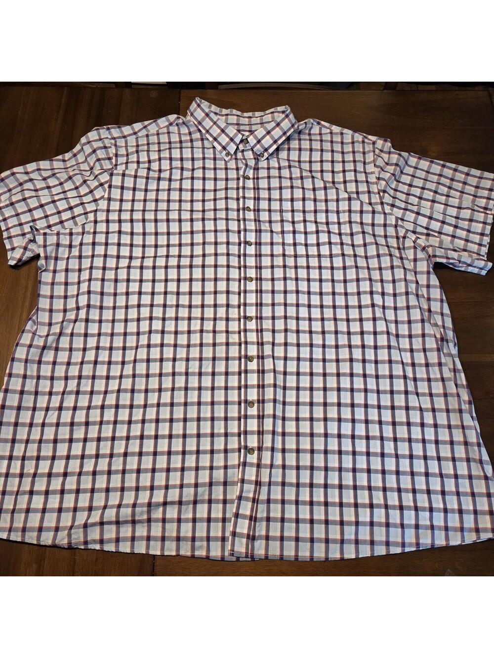 Harbor Bay HB Mens Shirt 5XL Blue Yellow Plaid Short Sleeve Casual Button Down